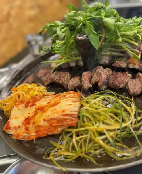 목구멍 水芹菜烤肉 韓牛 豬五花 組合