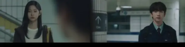 JTBC 韓劇《依然閃亮》EP4 延泰瑞與牟恩雅十年後在地鐵月台重逢場景劇照