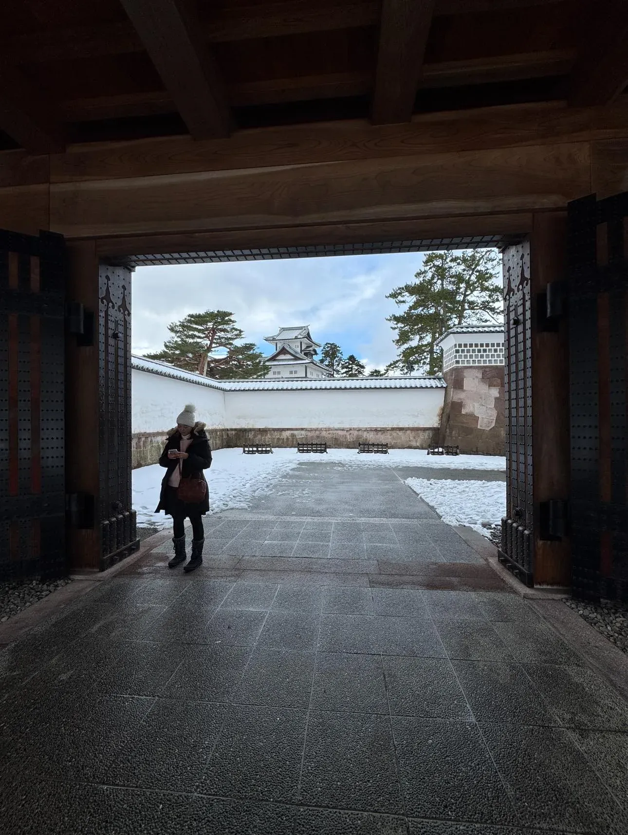 兼六園 雪景全景與松樹雪吊