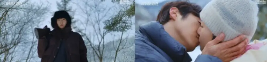 《殺手媽咪》EP8 柳寶娜與權泰成在雪地確認彼此心意的場景畫面