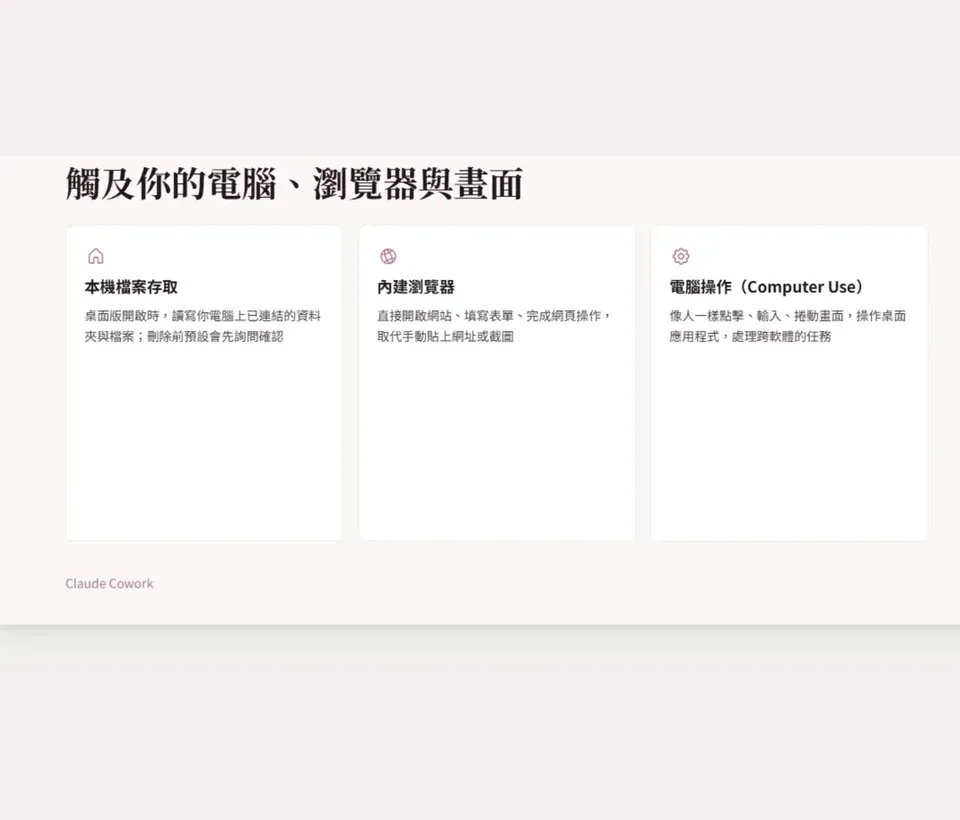 Claude 簡報內頁 觸及你的電腦瀏覽器與畫面