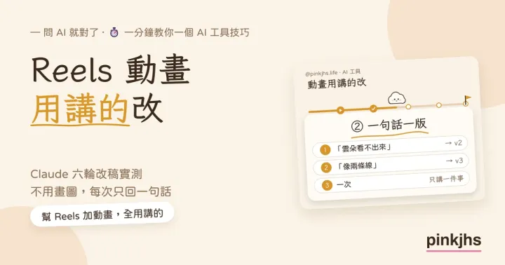Reels 加動畫實測：Claude 六輪改稿，全用講的