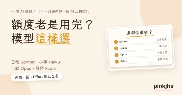 Claude 額度老是用完？日常先用 Sonnet，卡關才開 Opus 的選法